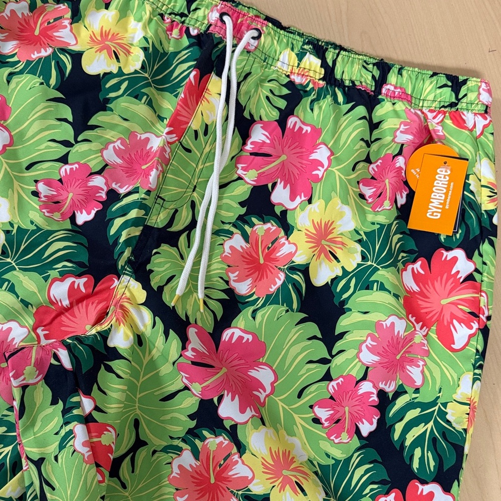 Gymboree Men's Floral Swim Shorts - Green and Pink